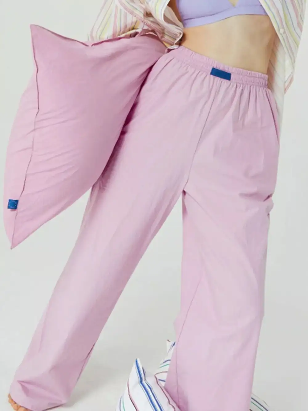 Relaxed Elastic Waist Wide Leg Pants