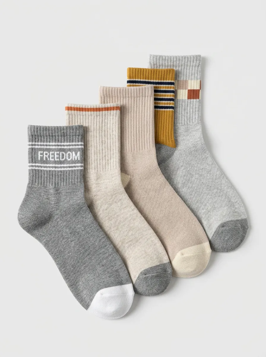 Striped Men's Four-Pair Long Socks