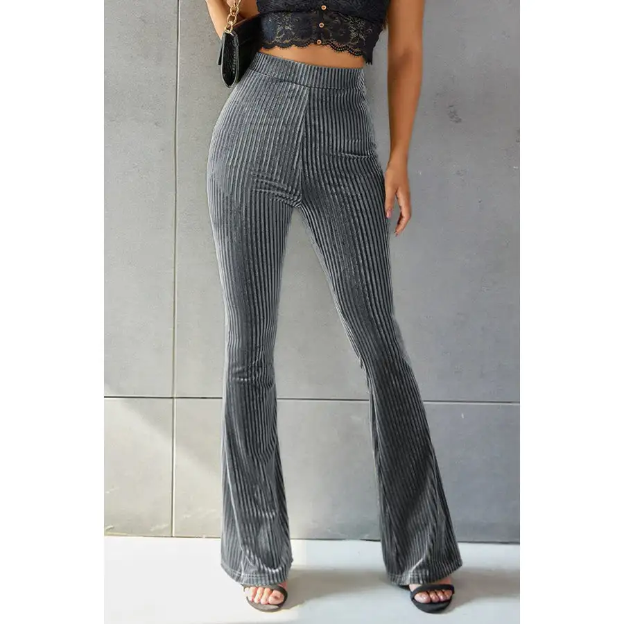 Ribbed High Waist Flare Pants