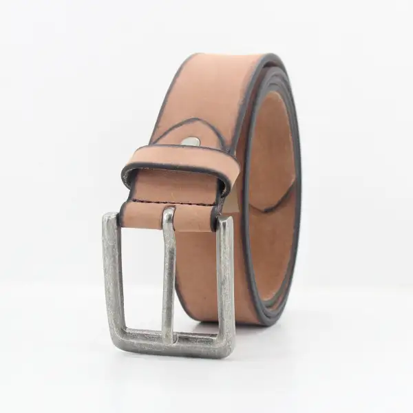 Tipped Metal Buckle Leather Belt