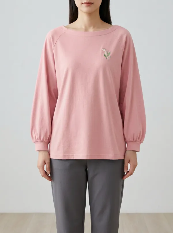 Women's Embroidered Raglan-Sleeve Top