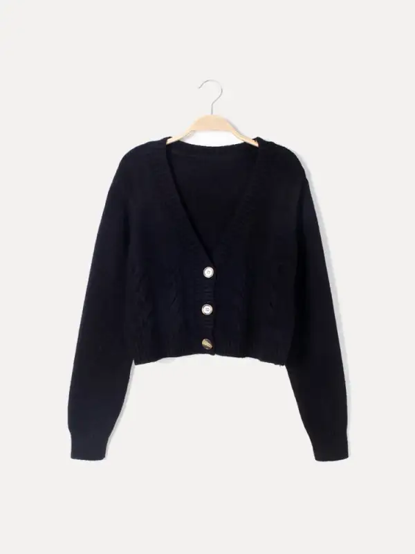 Cropped Button Up Cardigan