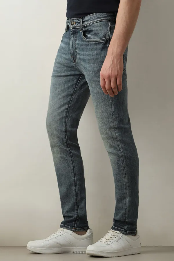 Blue Mid Rise Casual Slim Fit Jeans-Wash blue