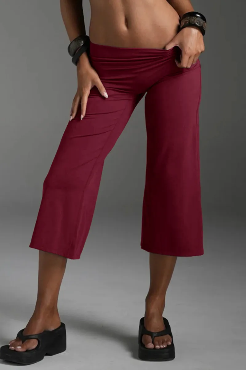 High-Waist Wide-Leg Running Capri Trousers