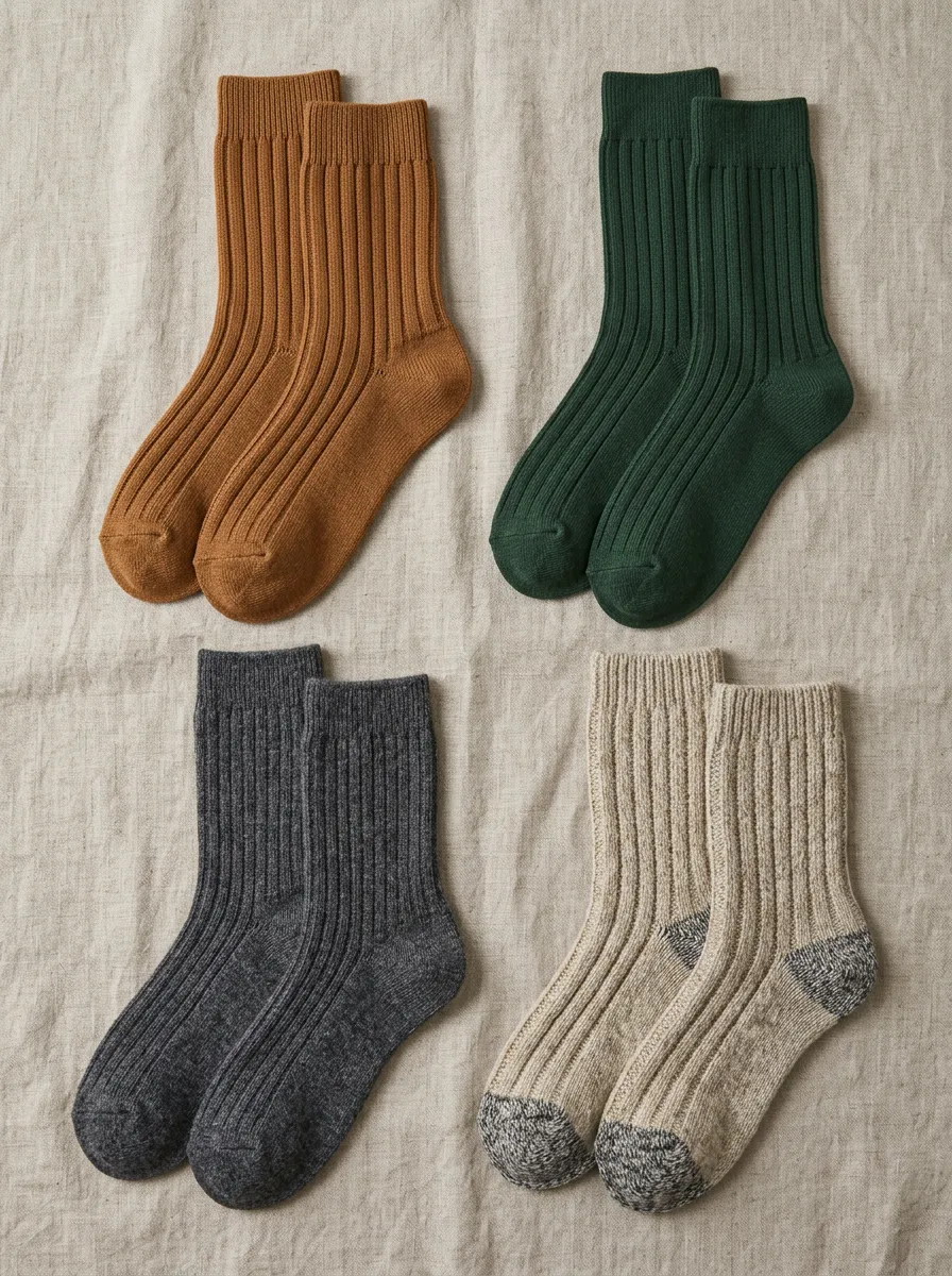 Men's Casual Daily Wear Ribbed Knit Cotton 4-Pack Socks
