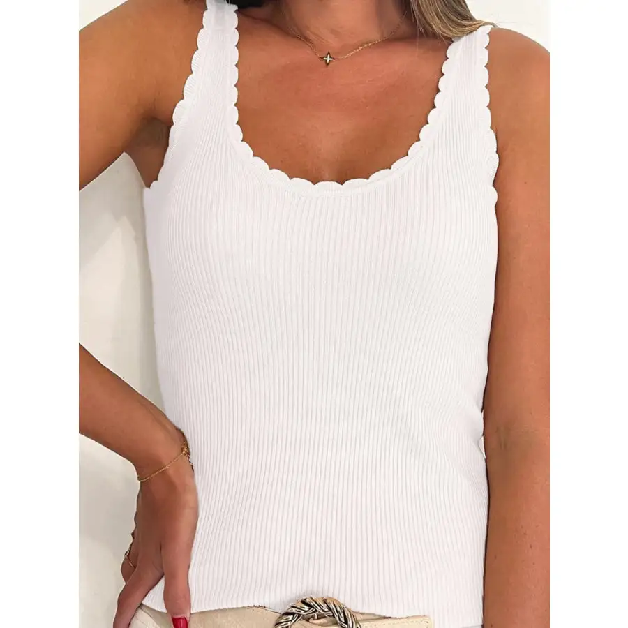 Scoop Neck Wide Strap Knit Tank