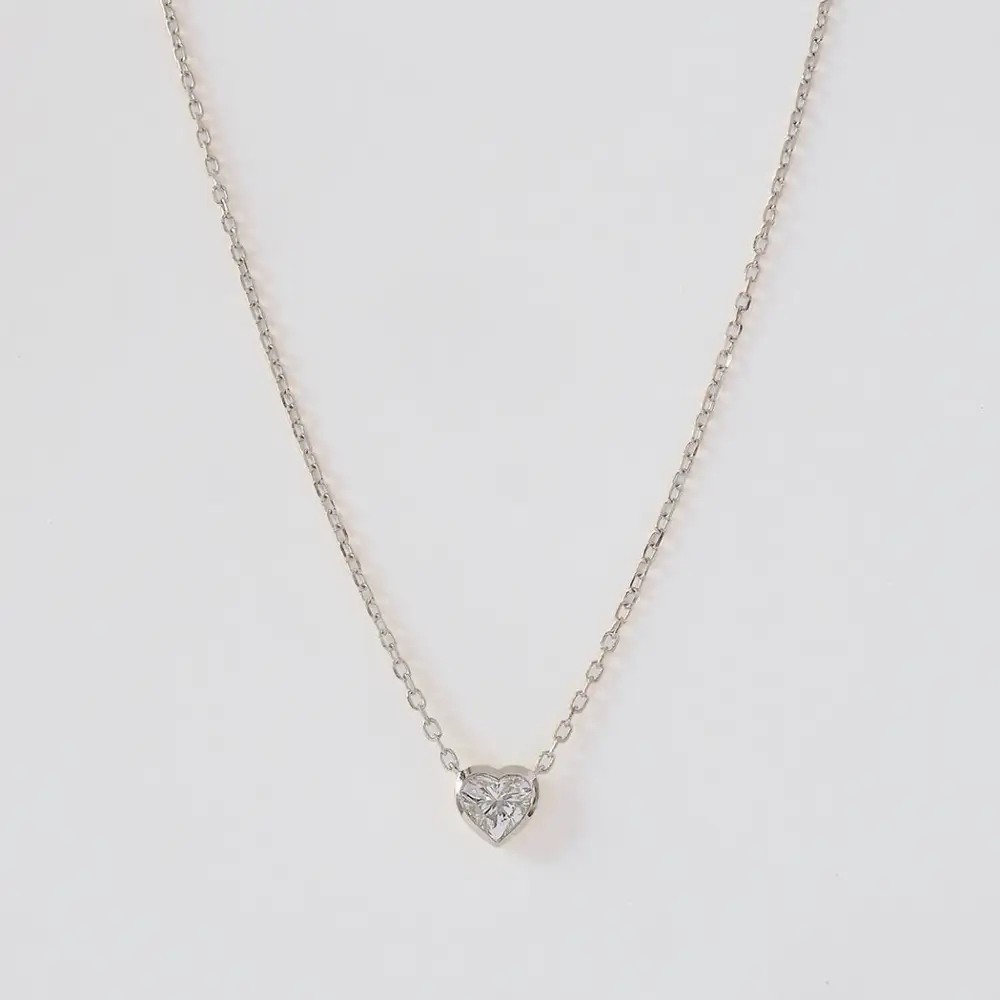 Classic Diamond Solitaire Heart Necklace