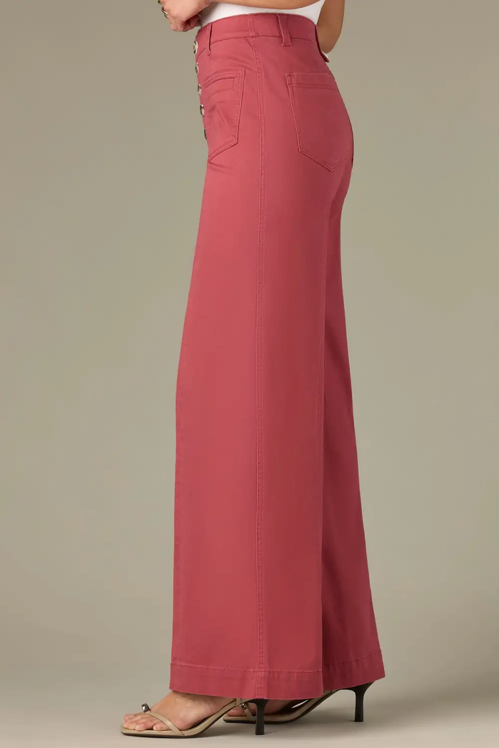 Button Fly Wide Leg Plus Size Pants