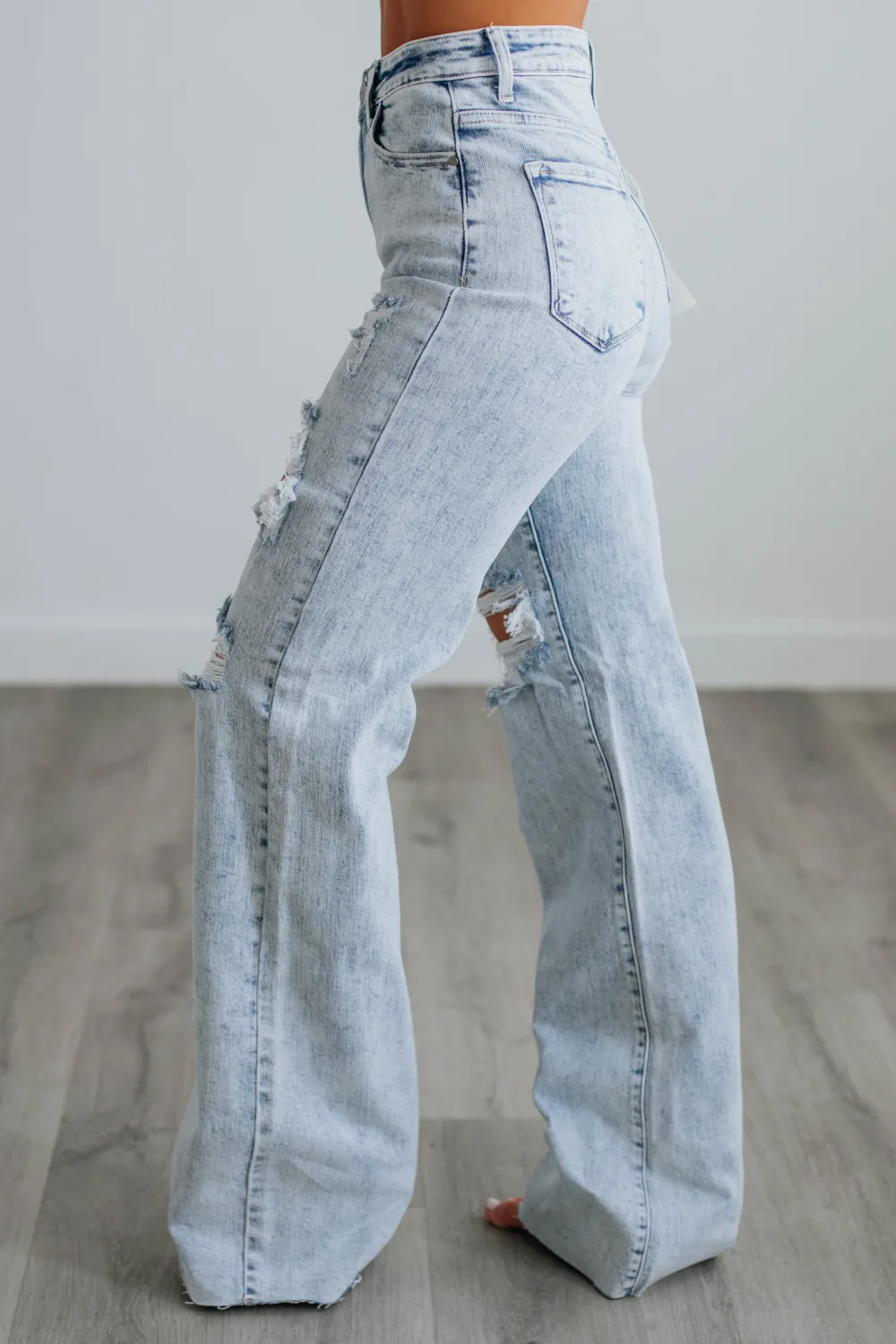 Women's High Rise Long Length Raw Hem Jeans