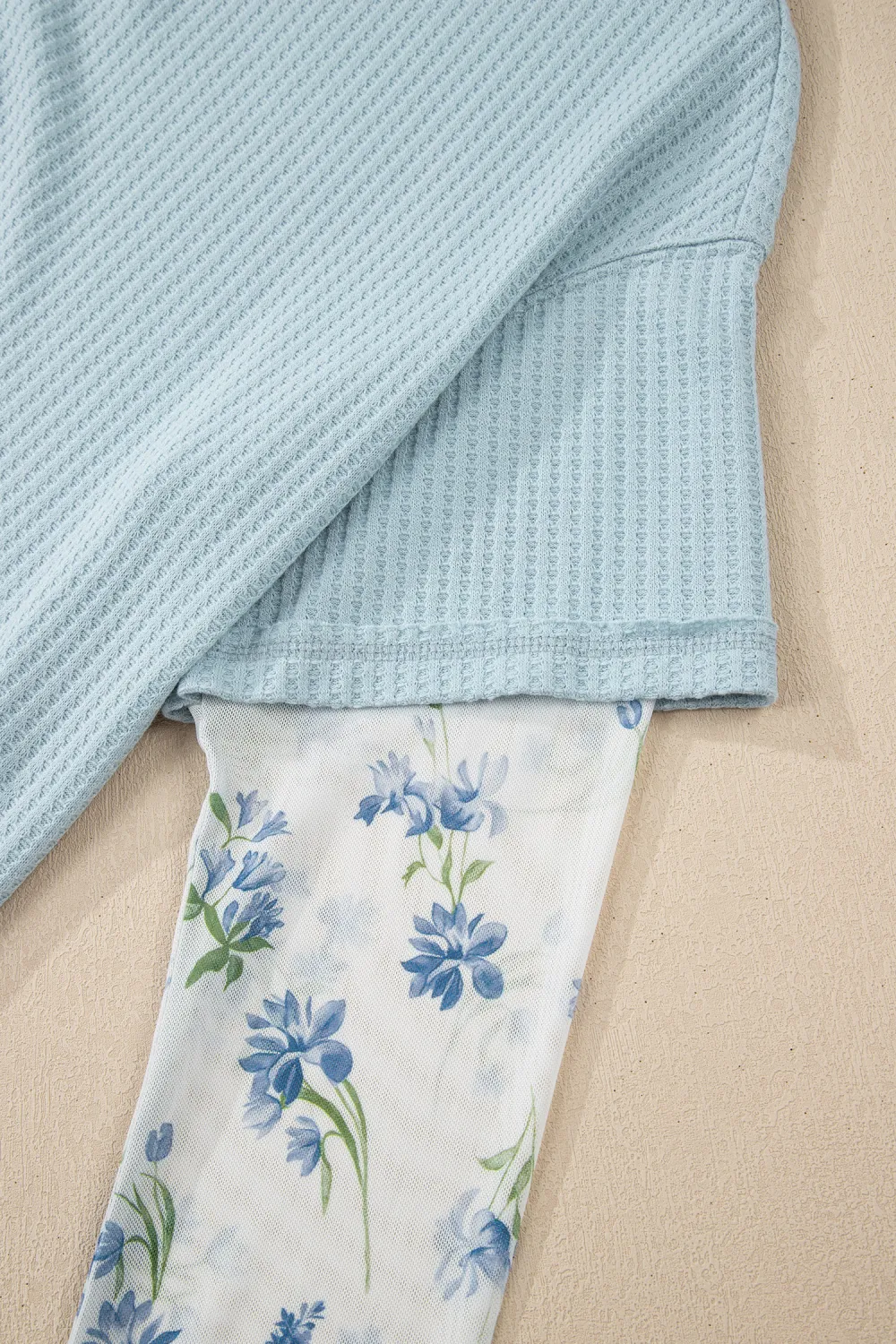 Beau Blue Floral Lace Sleeve Top