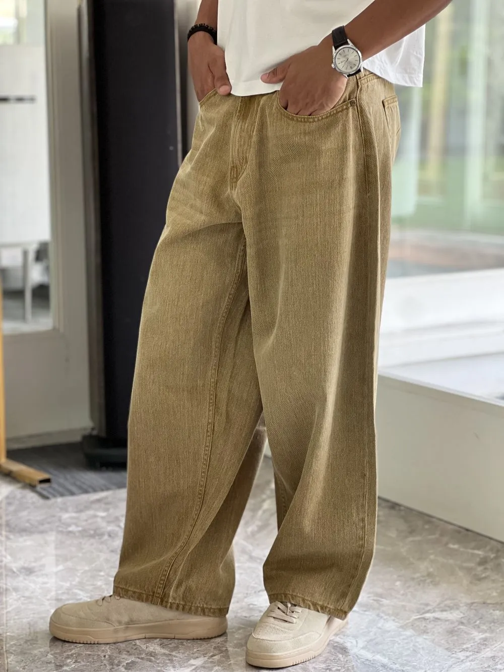 Tapered Stretch-Denim Barrel Jeans