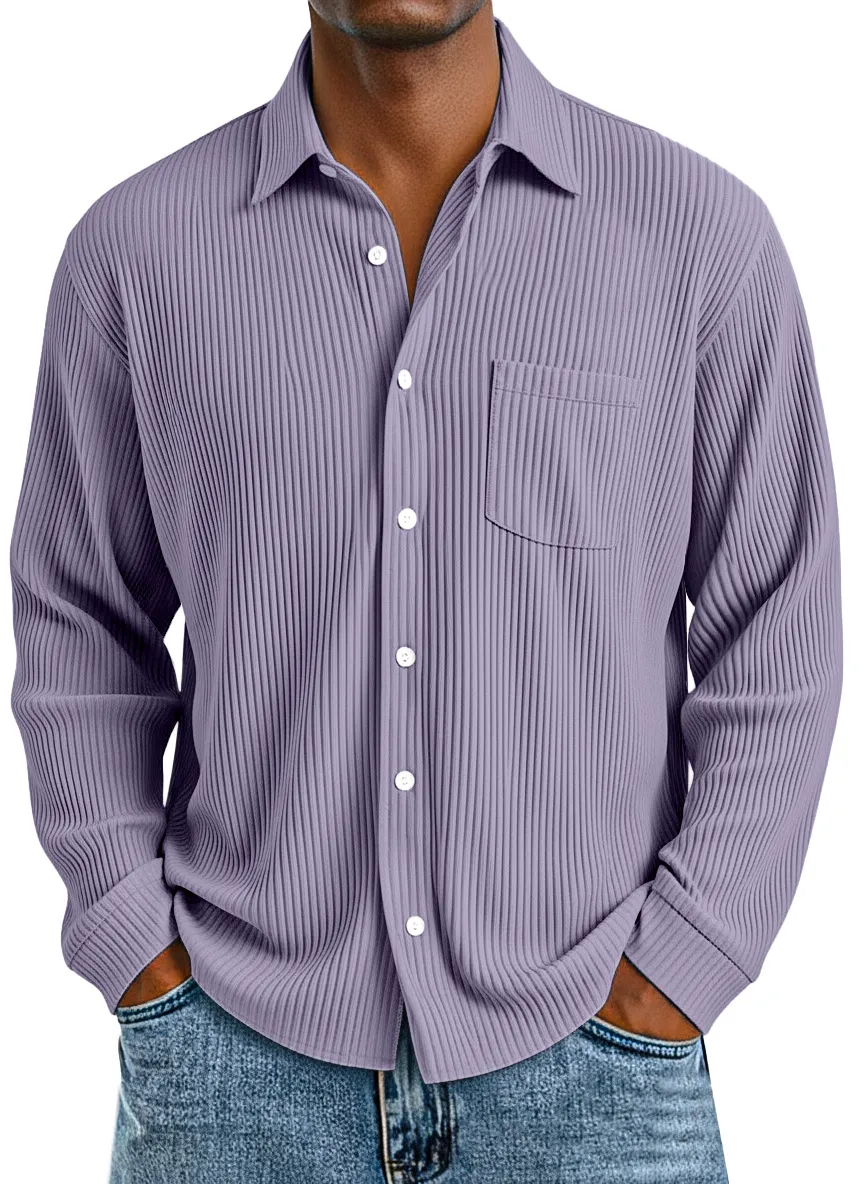 Layered Long Sleeve Open Collar Shirt