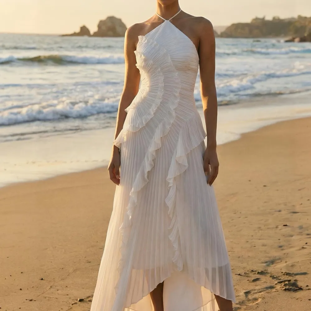 Statement Pleated Midi Dress
