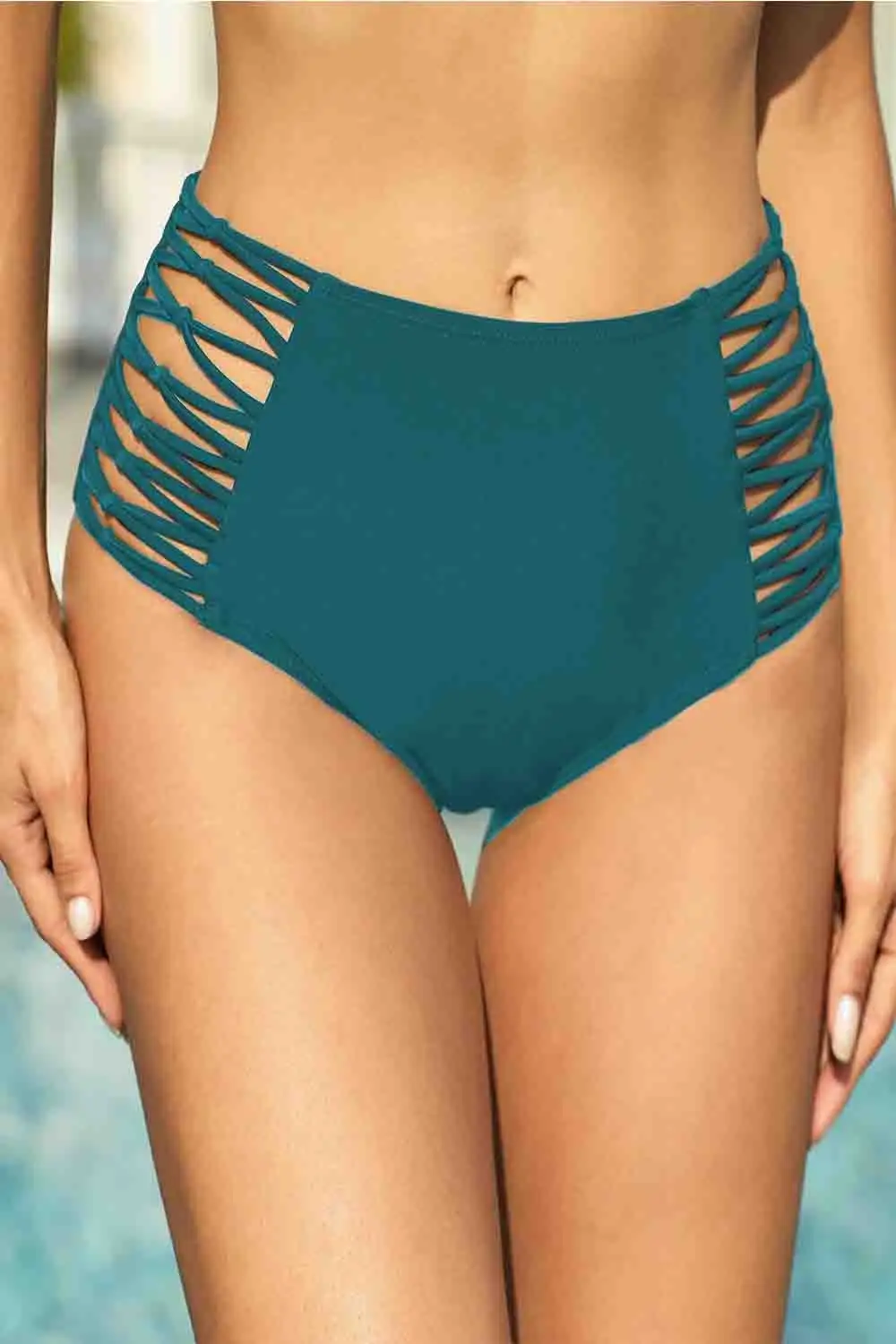 Swimwear Hollow Out Sides High Waist Swim Brief
