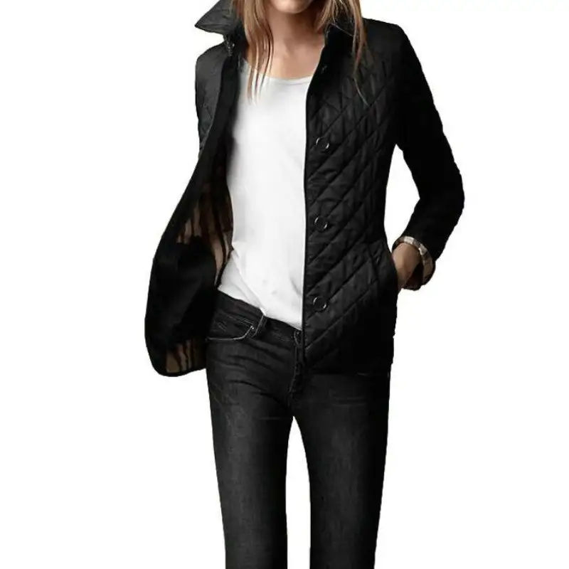 Checked Padded Button Front Jacket