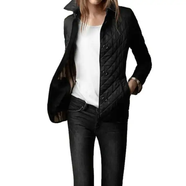 Checked Padded Button Front Jacket