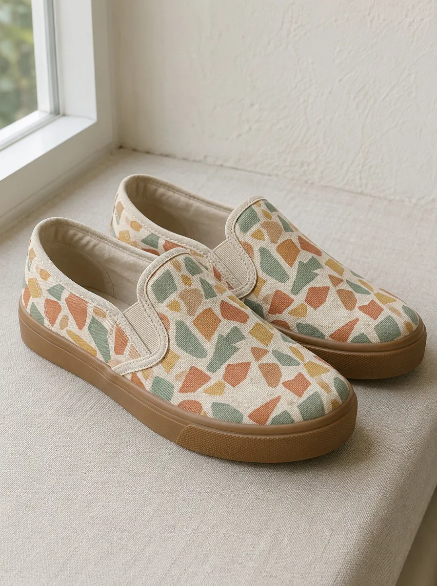 Women's Refined Boho Terrazzo Pattern Patterned Slip-on Canvas Shoes
