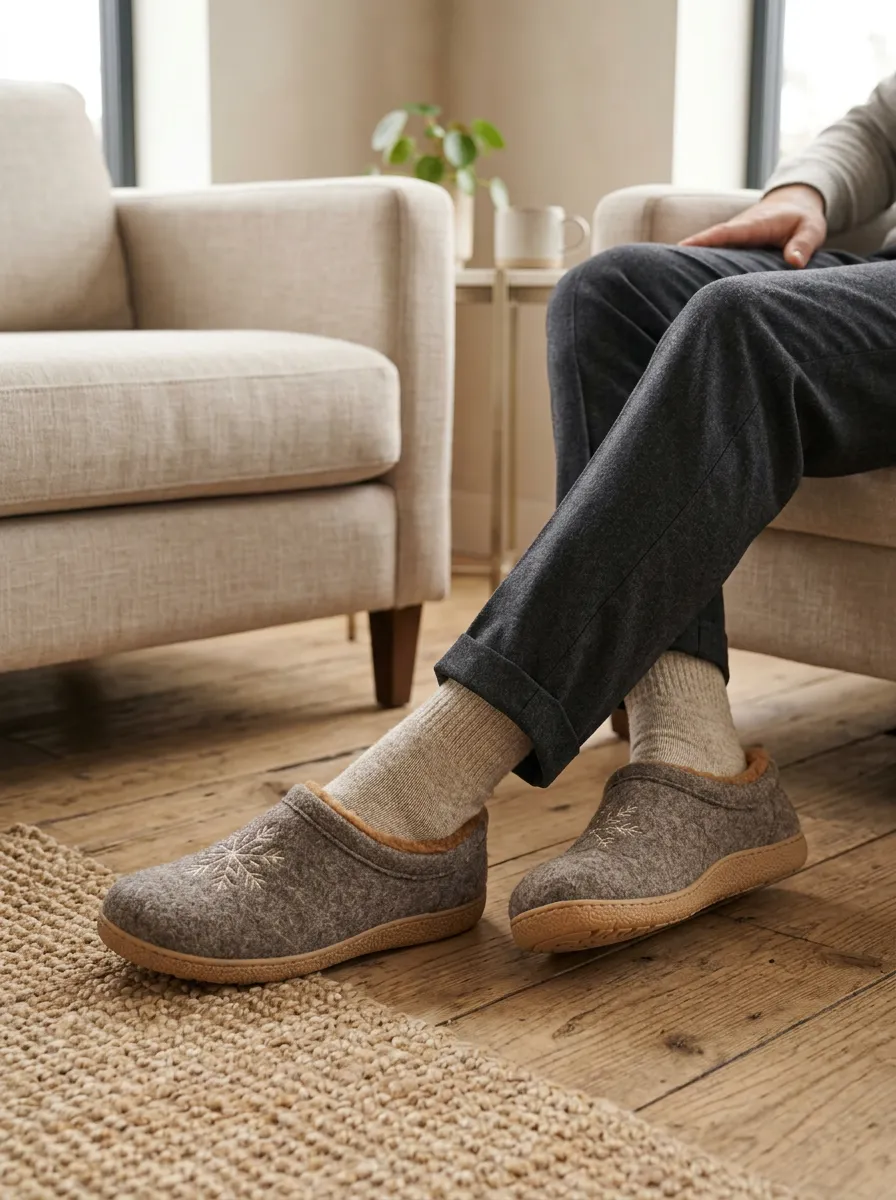 Core Snowflake Winter Finish Unisex Warm Wool Shoes