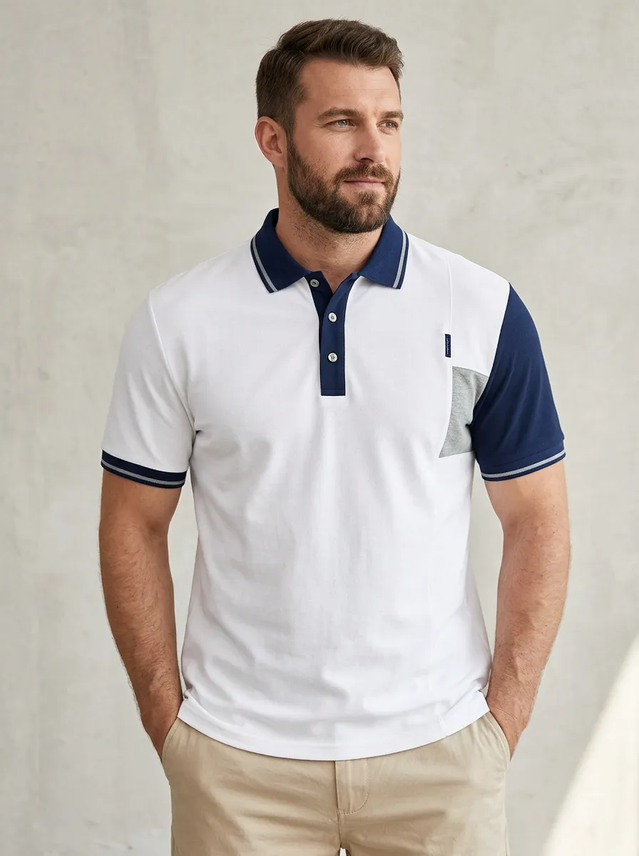 Men's Classic Comfort Colorblock Polo Shirt