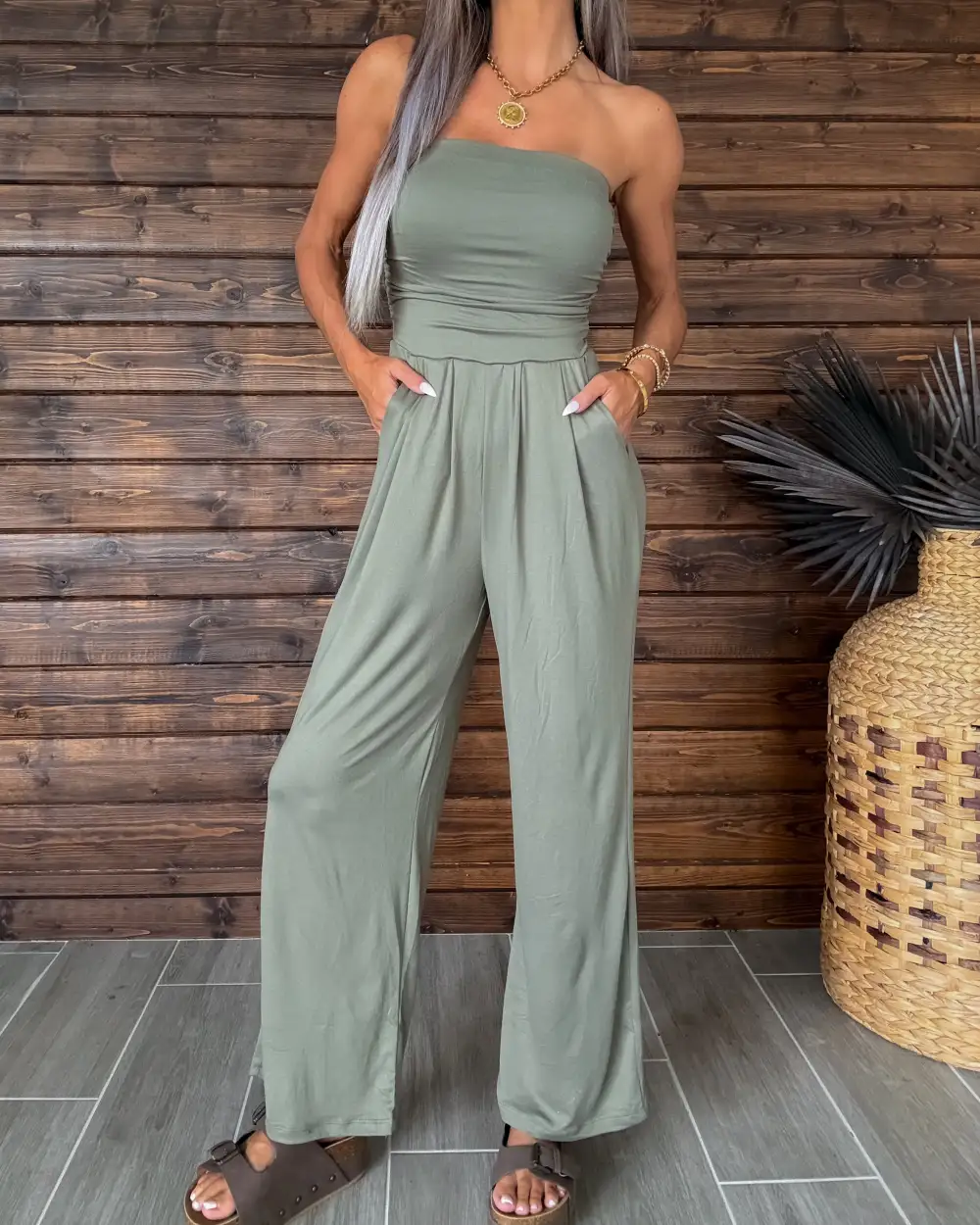 Easy Breezy Shirring Palazzo Jumpsuit