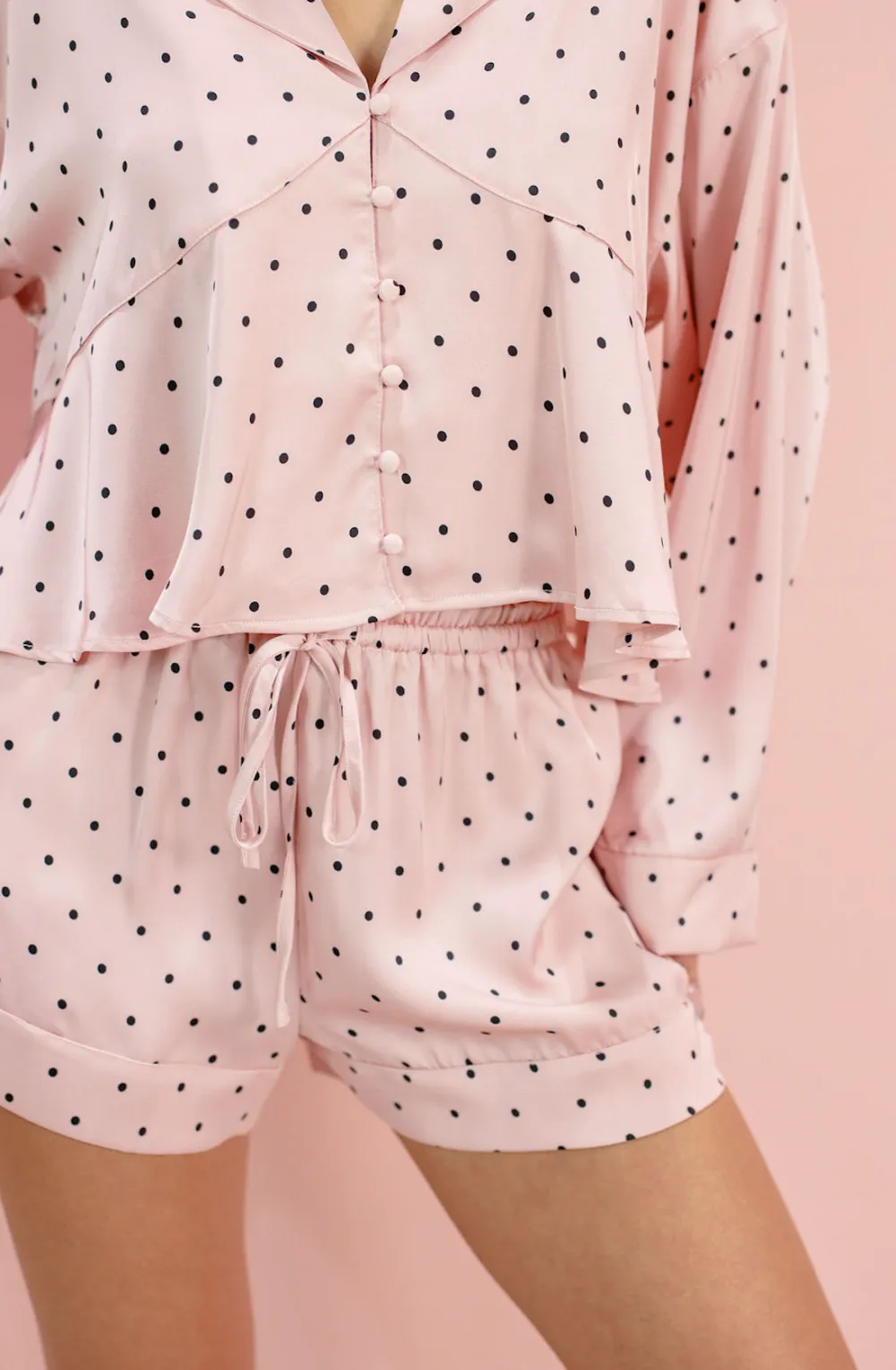 Clean Satin Dot Matching Set