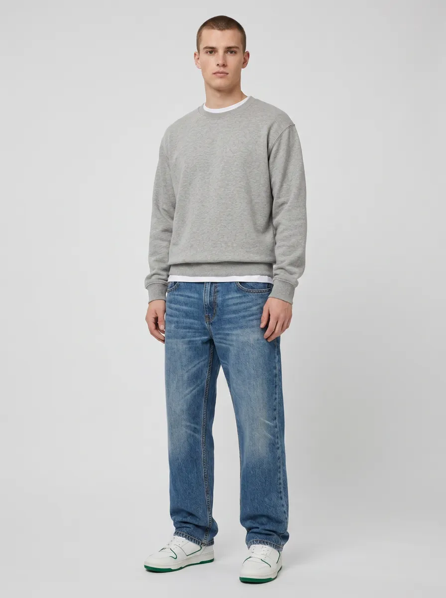 Men's Casual Vintage Washed Blue Denim Jeans