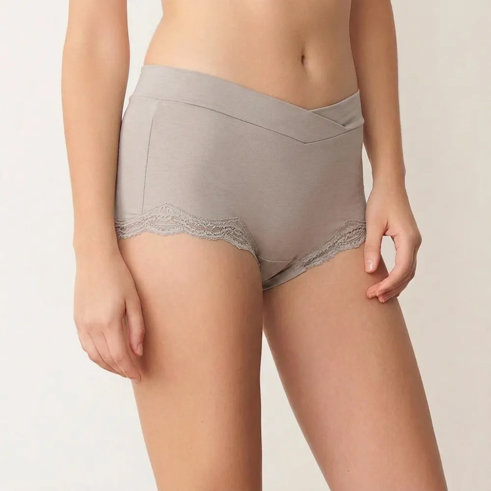 Lace Crossover-Waist Modal Boyshort