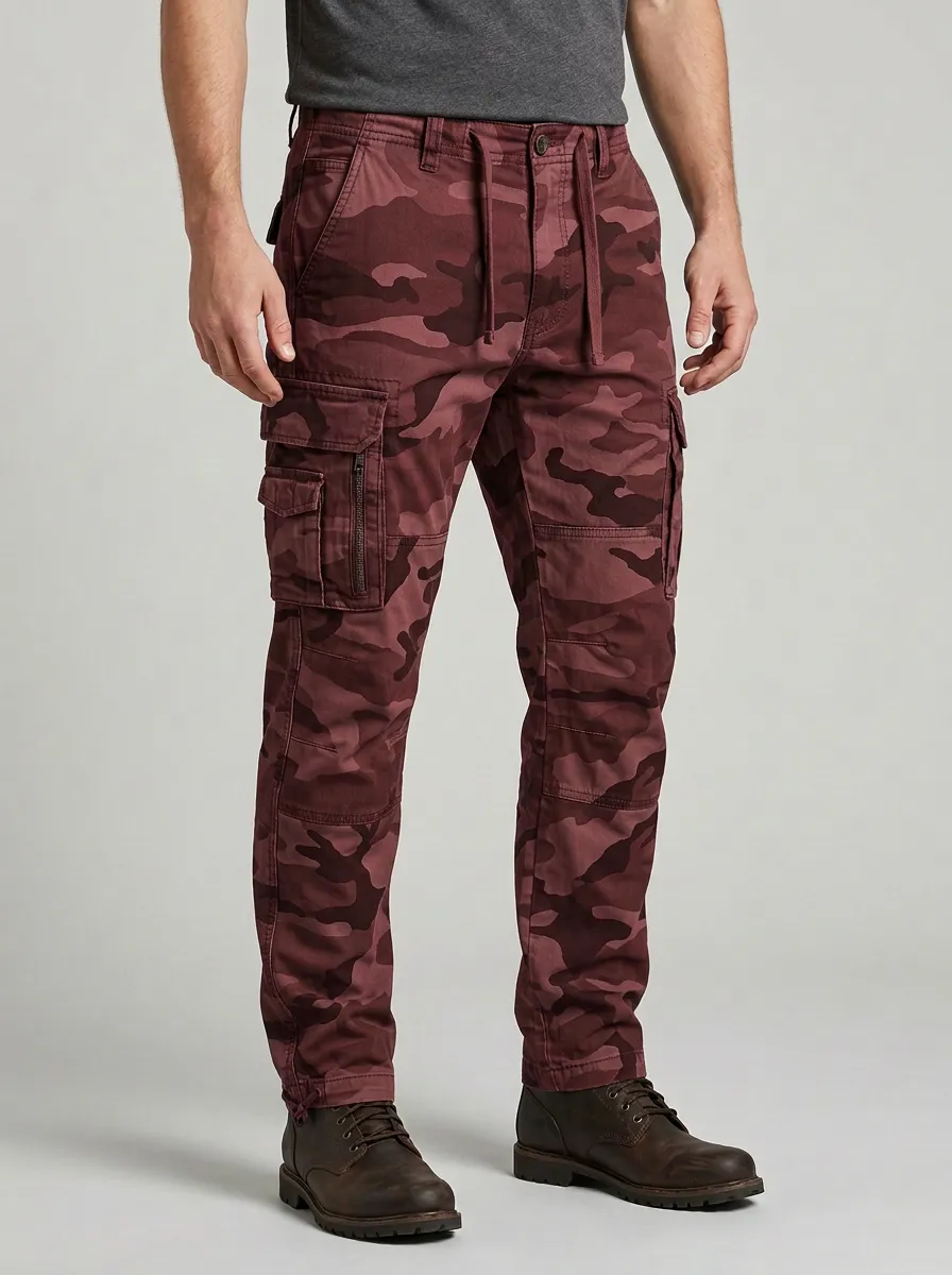 Men's Tactical Outdoor Grey Camouflage Printed Cargo Pants