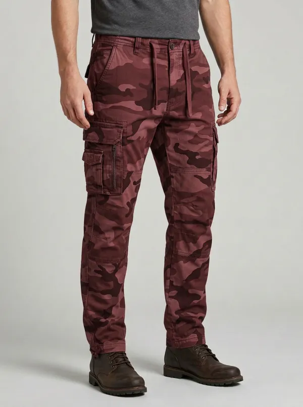 Men's Tactical Outdoor Grey Camouflage Printed Cargo Pants