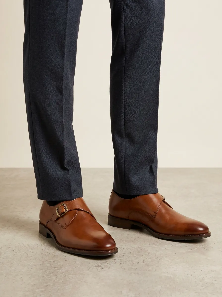 Men's Modern Classic Business Leather Single Monk Strap Shoes