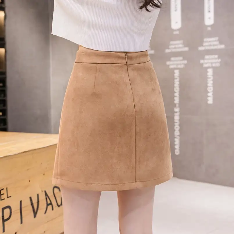 Side Slit Suede Skirt