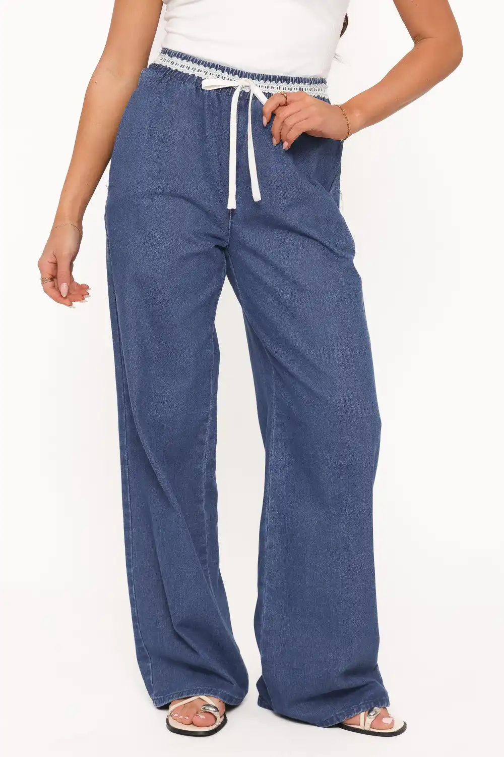 Wide Leg Denim Jogger Jeans