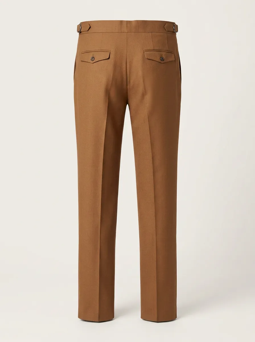 Men's Classic Brown Side-Adjuster Tailored Trousers