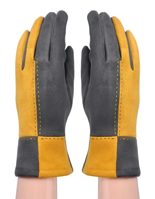 Two Tone Suede Gloves