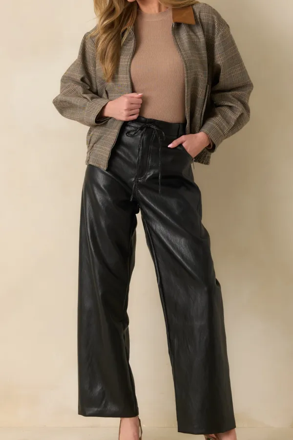 The Mix Faux Leather Wide Leg Pants