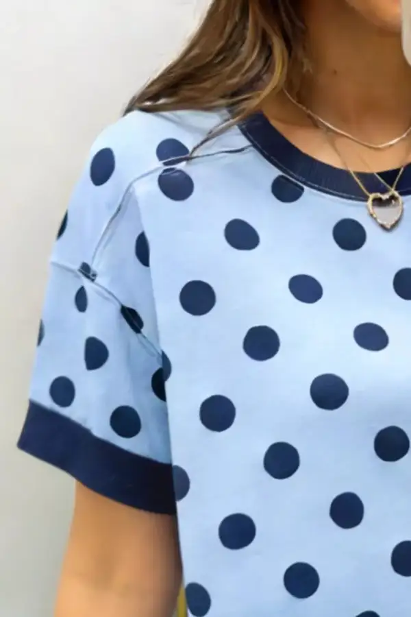 Polka Dot Round Neck Sweater