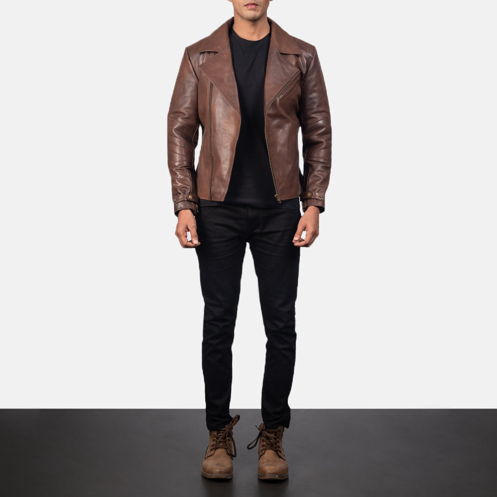 Men's Classic Bold Profile Biker Leather Jacket