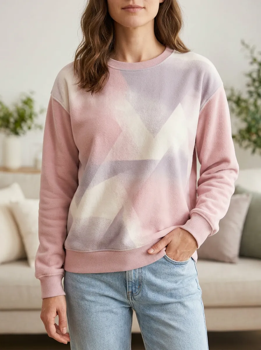 Women's Multi-Color Abstract Print Crewneck Sweatshirt