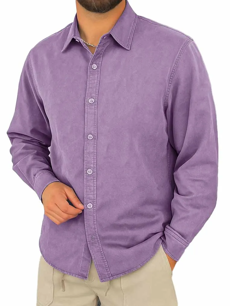 Comfort Fit Long Sleeve Camp Collar Shirt