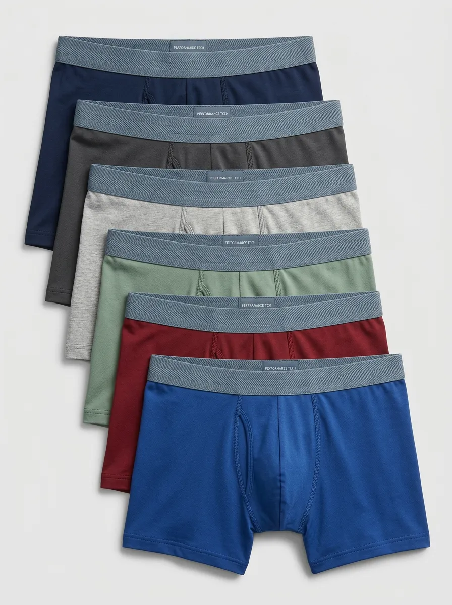 Men's Performance Tech Elastic Waistband 6-Pack Boxer Briefs