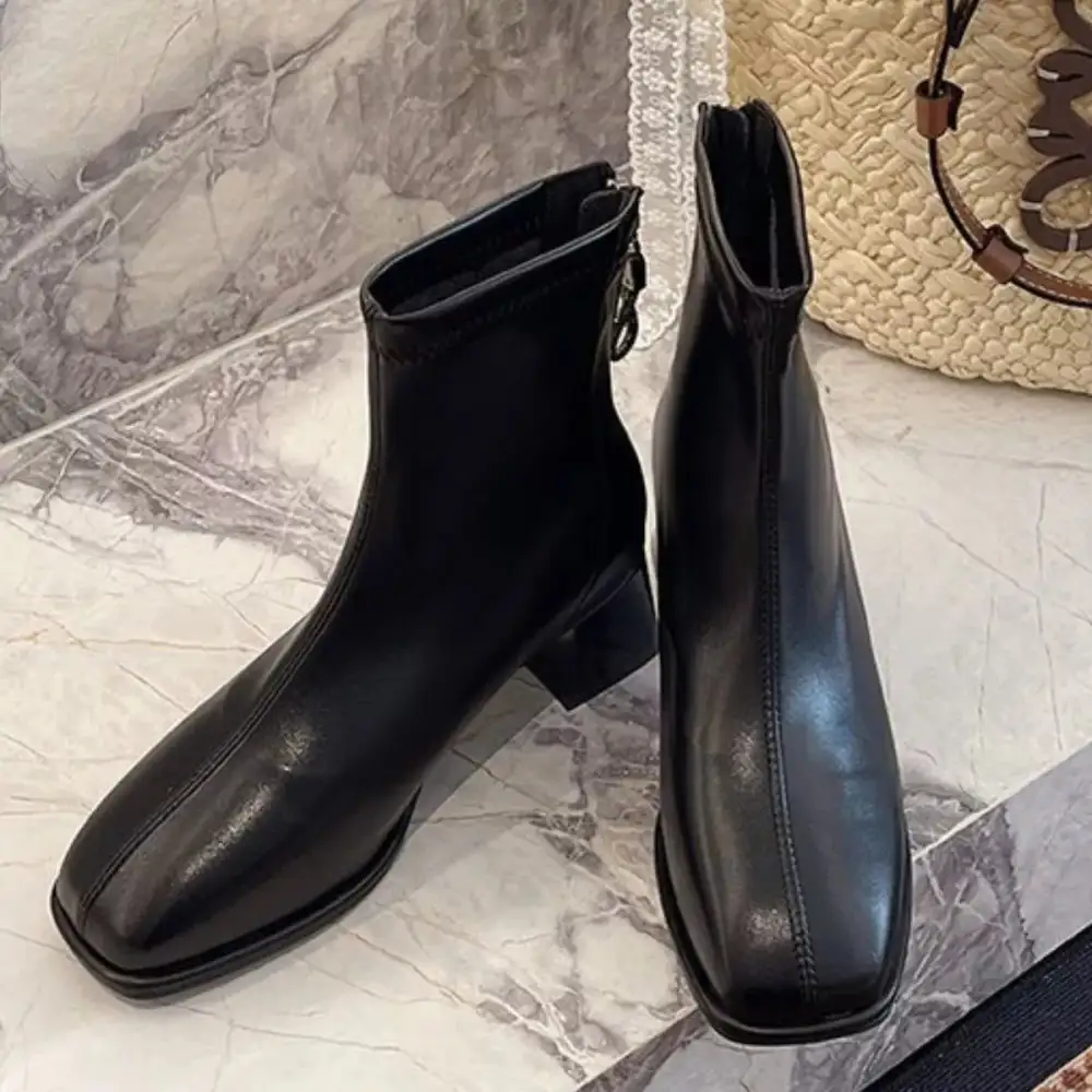 Everyday Square Toe Block Heels Boots