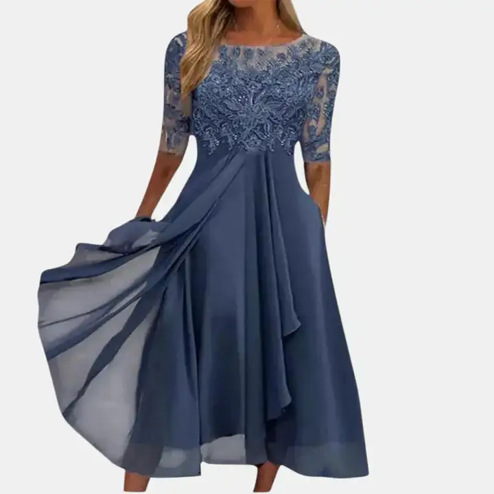  Embroidered Midi Event Dress