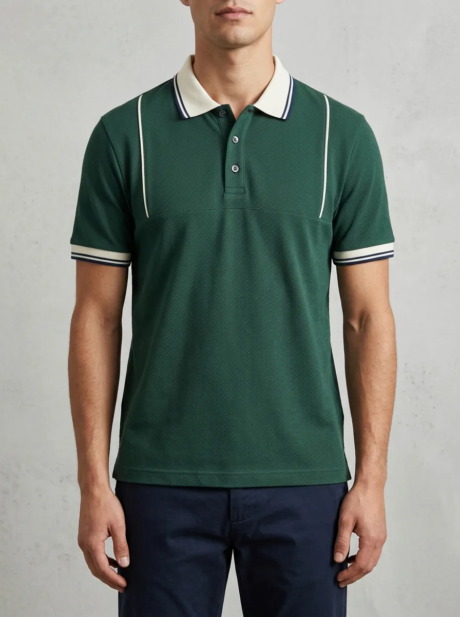 Men's Modern Smart Casual Contrast Trim Polo Shirt