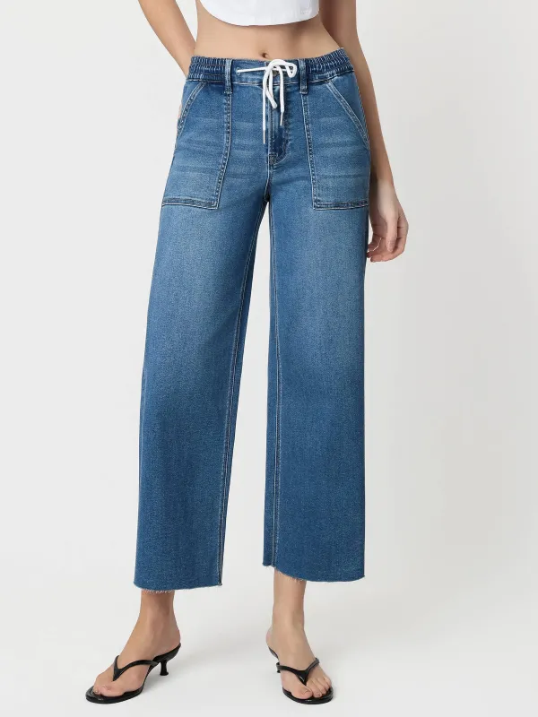 Women's Drawstring High-Rise Baggy Jeans