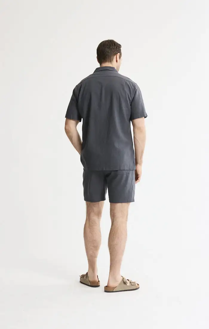 Linen Blend Short Sleeve Camp Shirt