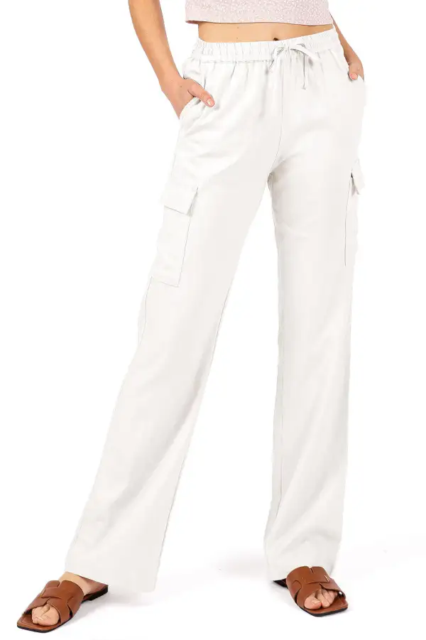 Black Linen - Blend Cargo Pants