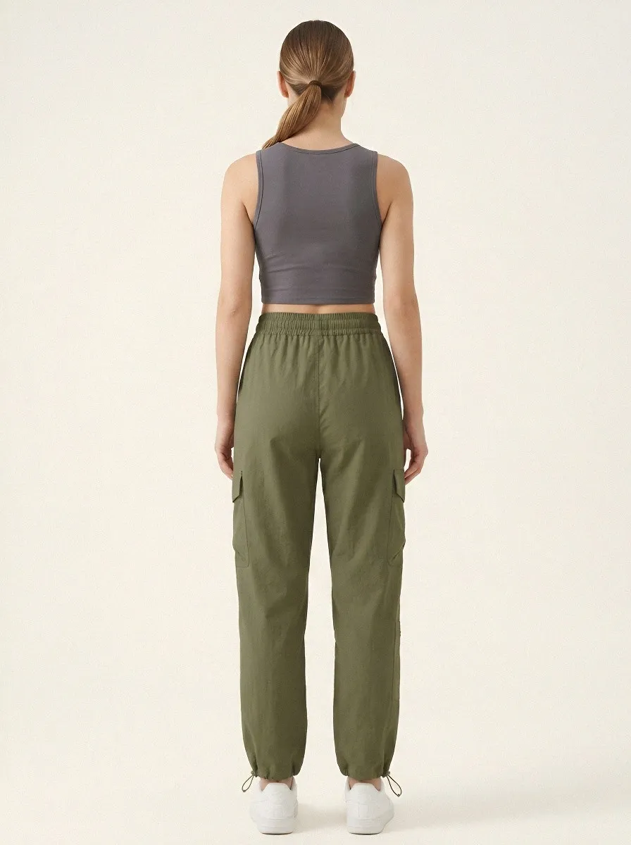 Multi-Pocket Pocket Elastic-Waist Breathable Breathable Cargo Pants