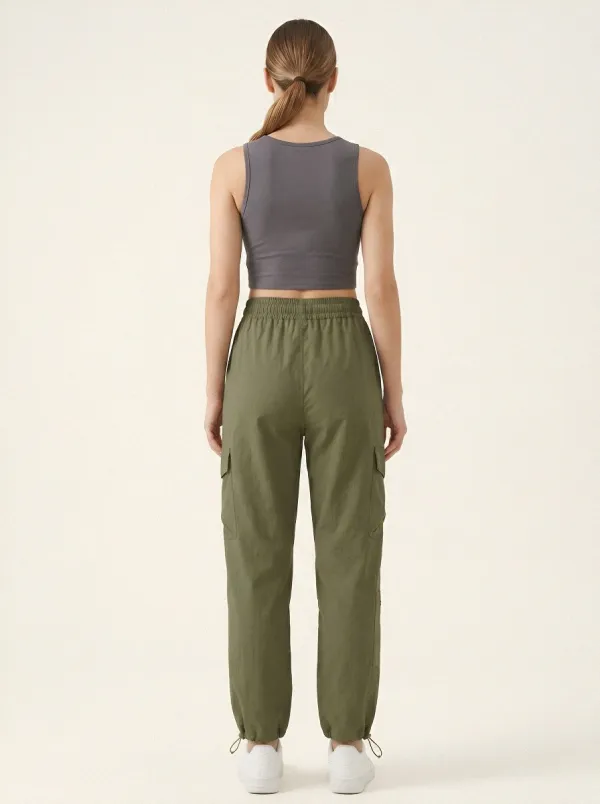 Multi-Pocket Pocket Elastic-Waist Breathable Breathable Cargo Pants