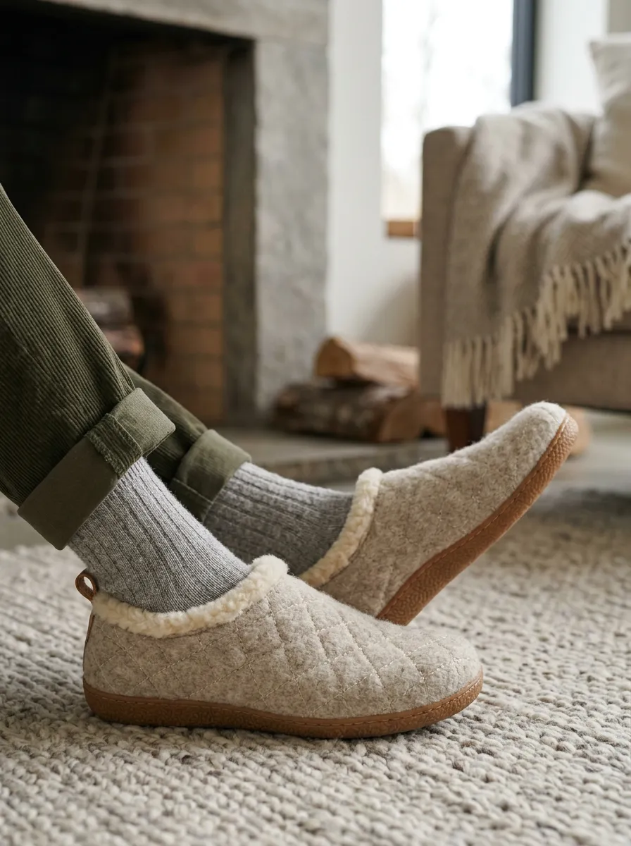 Classic Quilted Graphic Silhouette Unisex Warm Wool Shoes