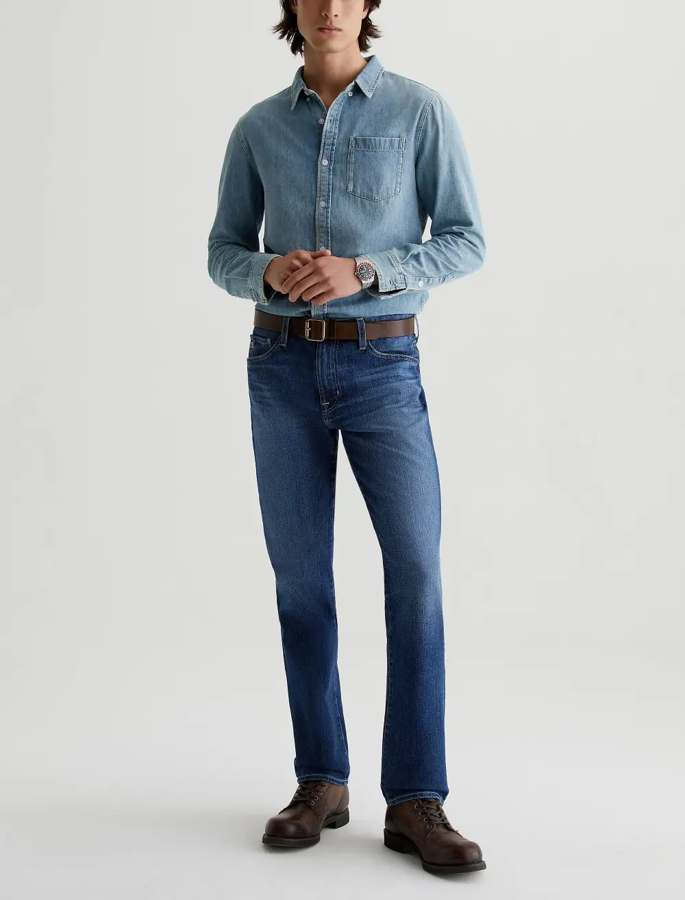 Men's Slim Straight Mid Rise Faded Jeans